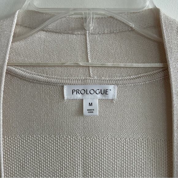 ✨ Prologue Mushroom/Cream Long Sleeve Lightweight Knit Open Cardigan Size Medium - Picture 10 of 11